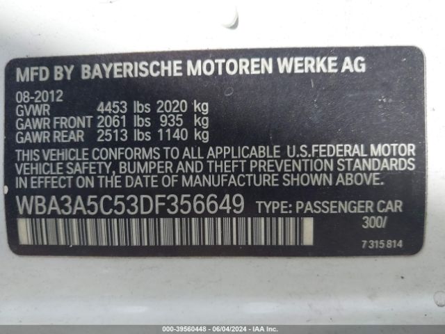 Photo 8 VIN: WBA3A5C53DF356649 - BMW 328I 