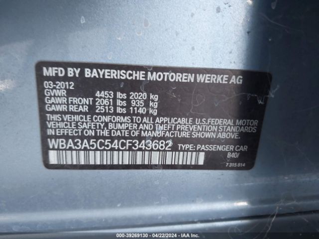 Photo 8 VIN: WBA3A5C54CF343682 - BMW 328I 