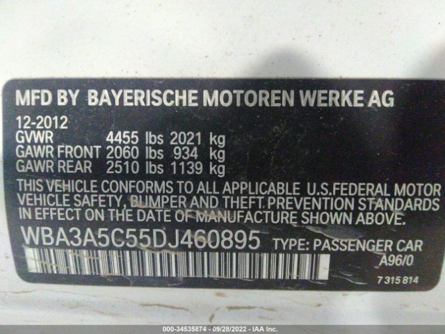 Photo 8 VIN: WBA3A5C55DJ460895 - BMW 3 SERIES 