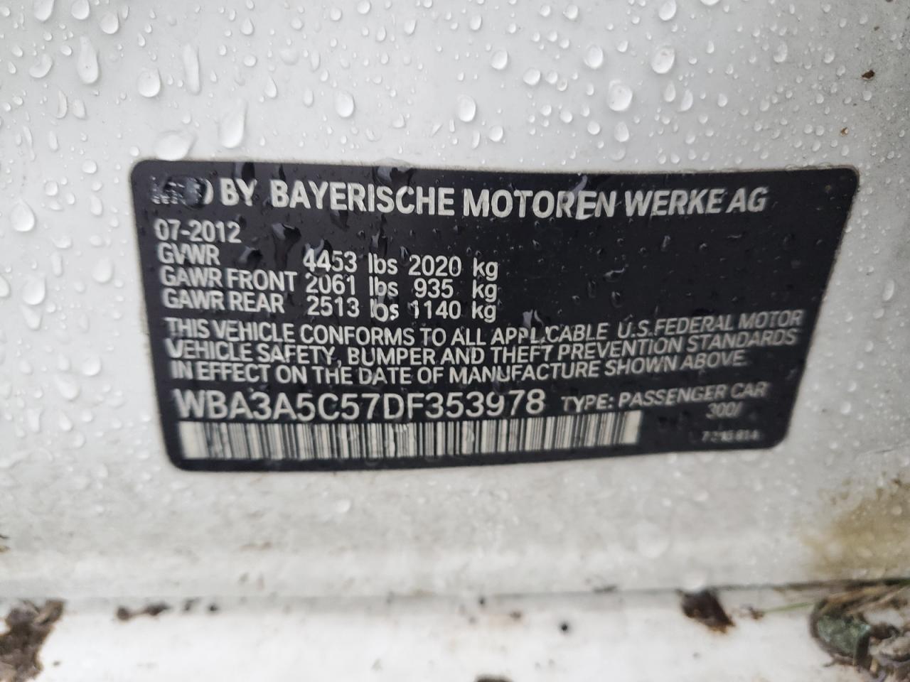 Photo 12 VIN: WBA3A5C57DF353978 - BMW 3ER 