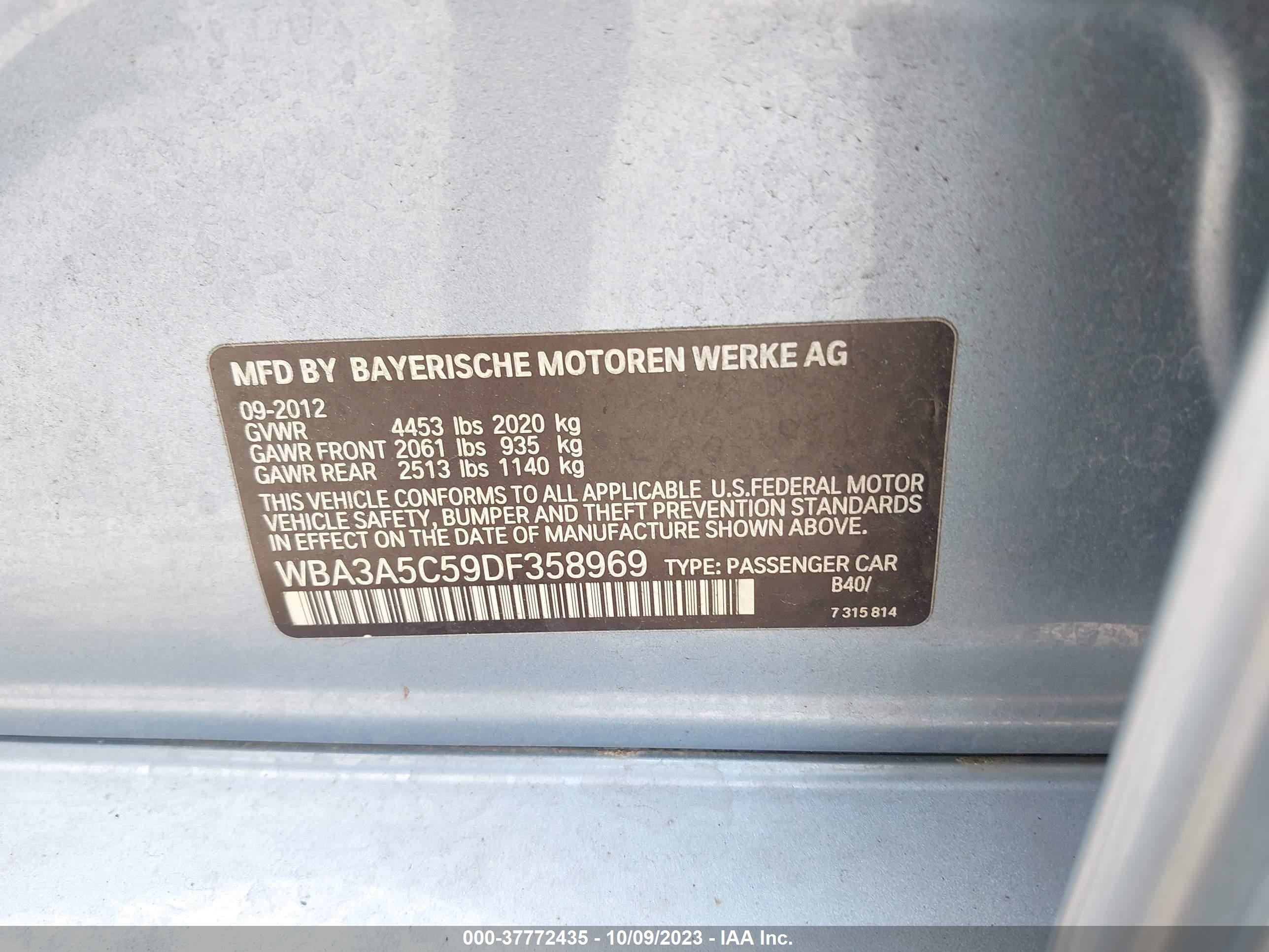 Photo 8 VIN: WBA3A5C59DF358969 - BMW 3ER 