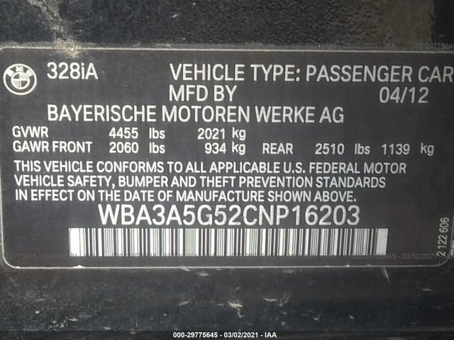 Photo 8 VIN: WBA3A5G52CNP16203 - BMW 3 