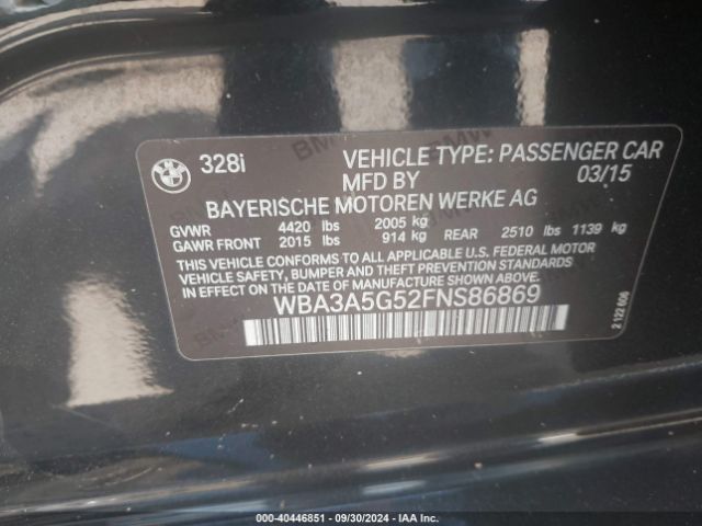 Photo 8 VIN: WBA3A5G52FNS86869 - BMW 328I 