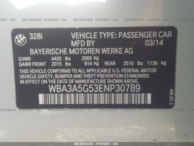 Photo 8 VIN: WBA3A5G53ENP30789 - BMW 3 