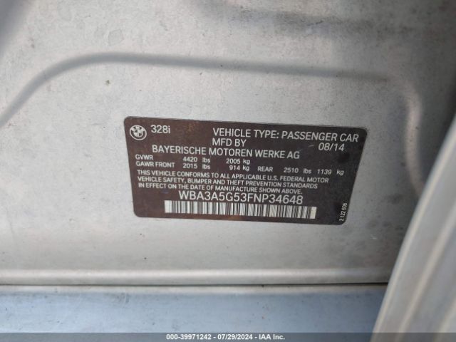 Photo 8 VIN: WBA3A5G53FNP34648 - BMW 328I 