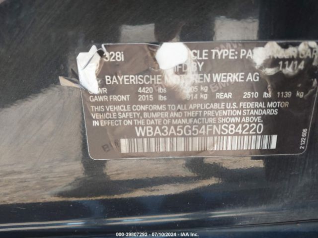 Photo 8 VIN: WBA3A5G54FNS84220 - BMW 328I 