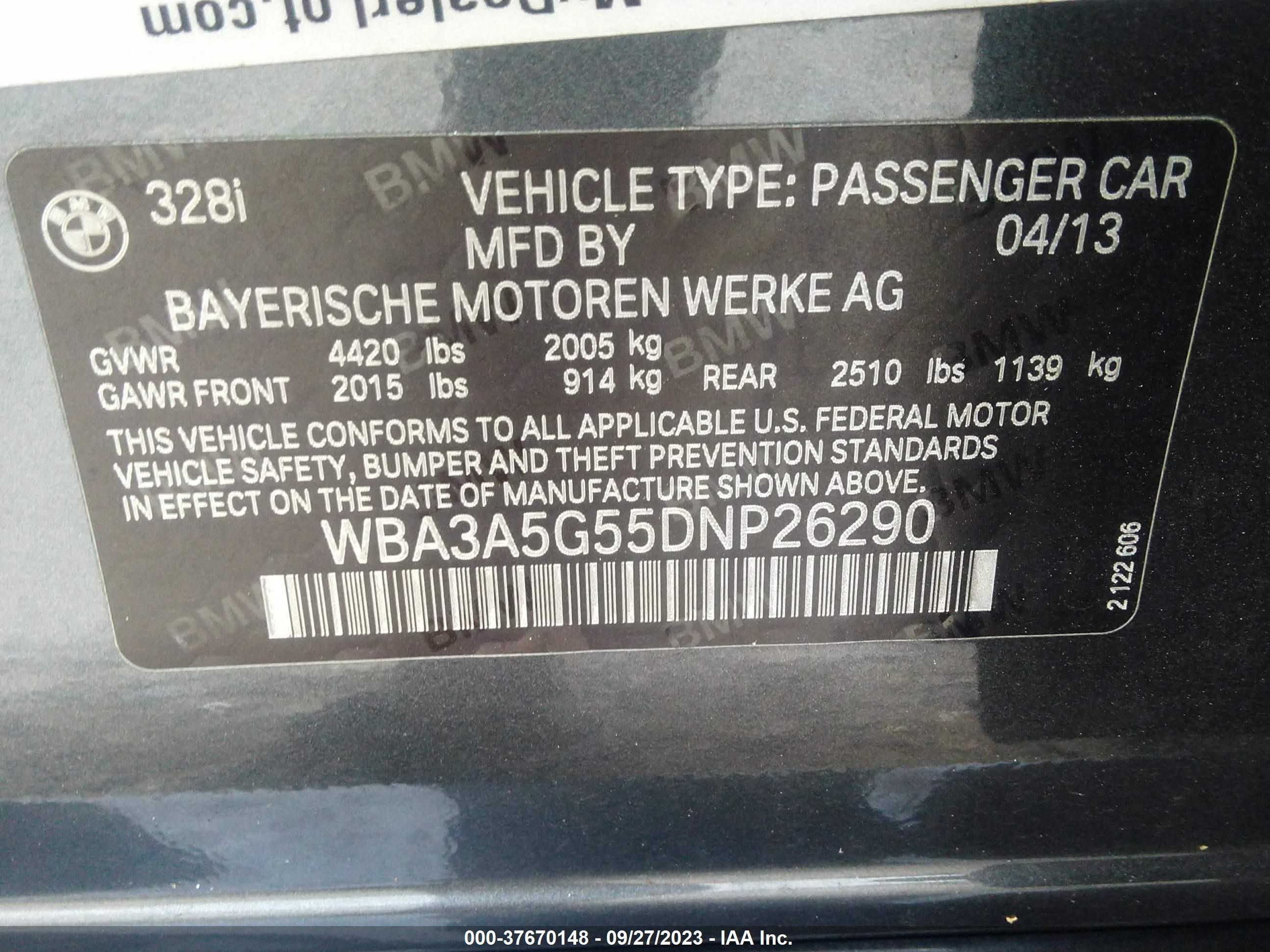 Photo 8 VIN: WBA3A5G55DNP26290 - BMW 3ER 