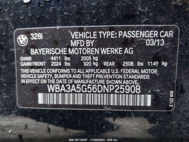 Photo 8 VIN: WBA3A5G56DNP25908 - BMW 328I 