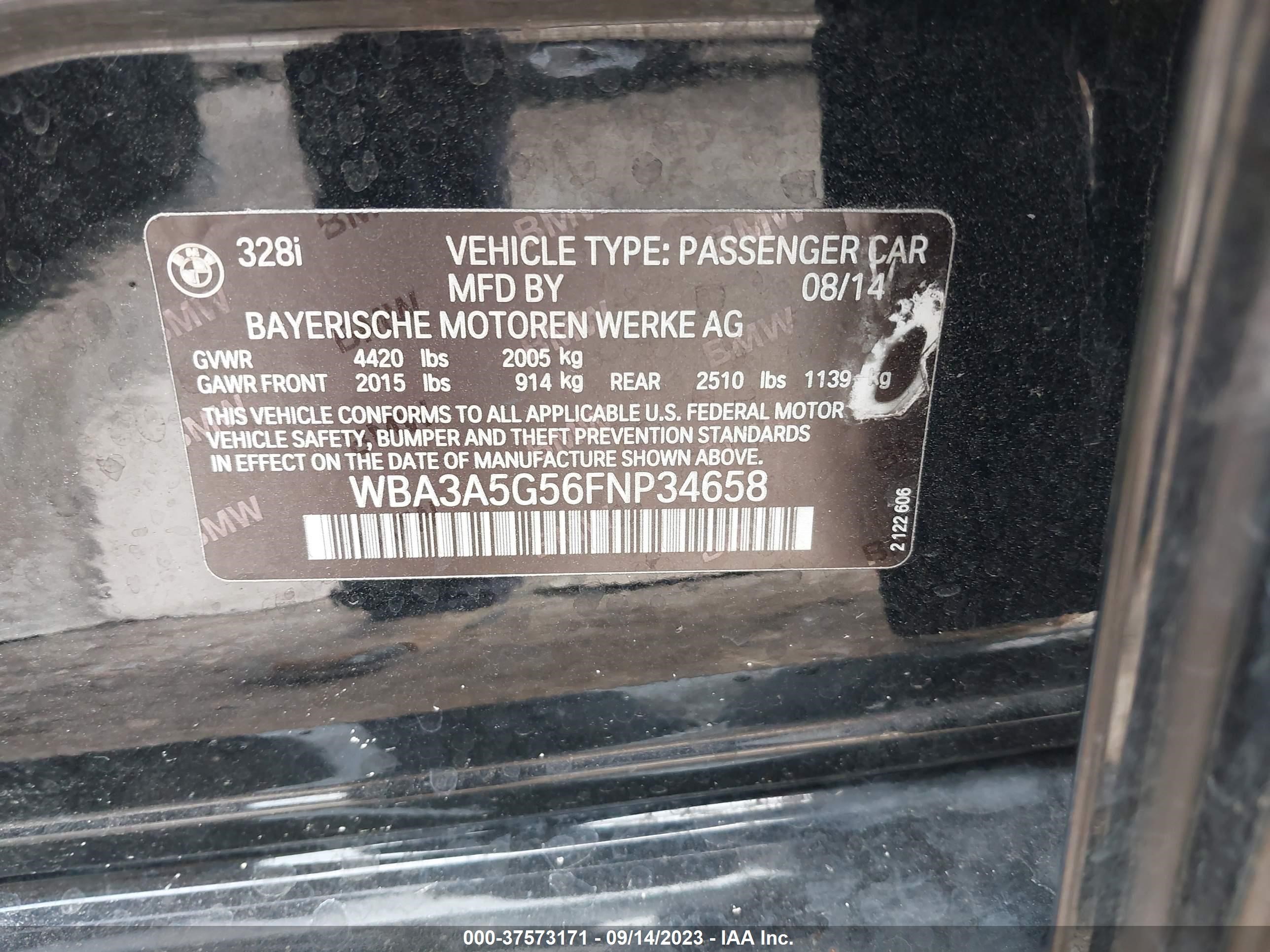 Photo 8 VIN: WBA3A5G56FNP34658 - BMW 3ER 