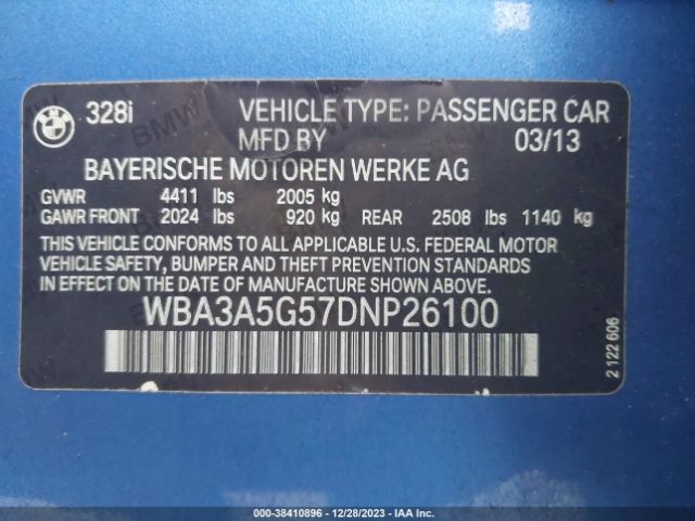 Photo 8 VIN: WBA3A5G57DNP26100 - BMW 328I 