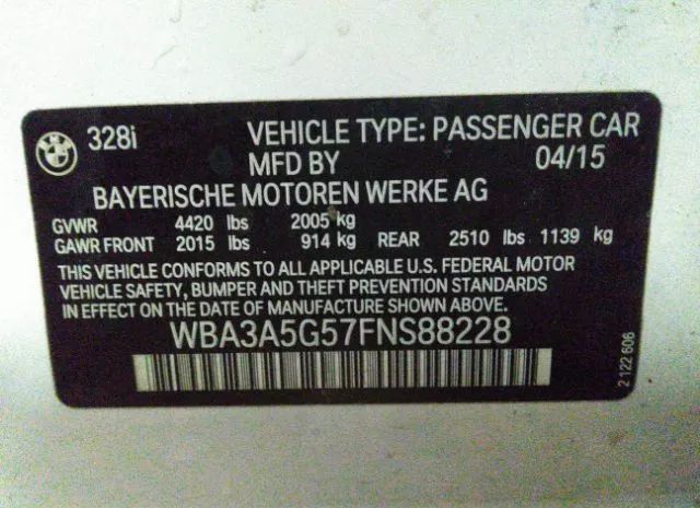 Photo 8 VIN: WBA3A5G57FNS88228 - BMW 3 SERIES 