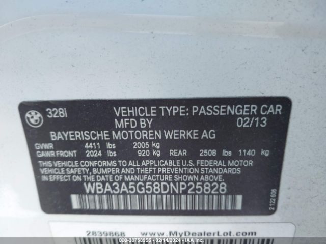 Photo 8 VIN: WBA3A5G58DNP25828 - BMW 328I 