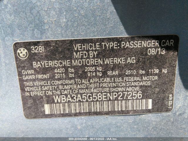 Photo 8 VIN: WBA3A5G58ENP27256 - BMW 3 SERIES 