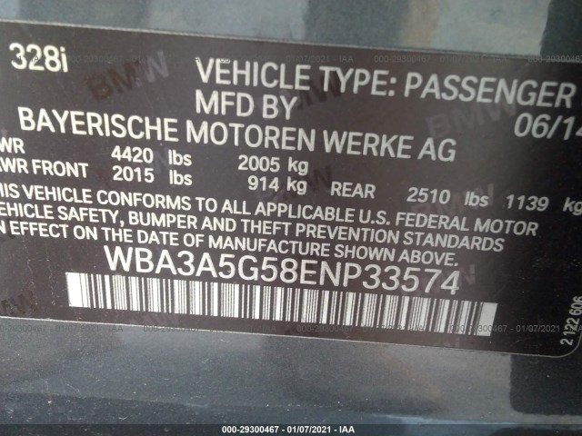 Photo 8 VIN: WBA3A5G58ENP33574 - BMW 3 