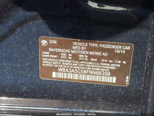 Photo 8 VIN: WBA3A5G58FNN66358 - BMW 328I 