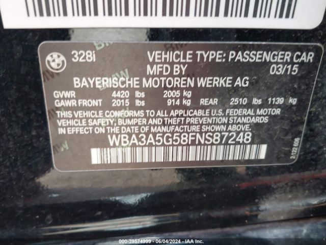 Photo 8 VIN: WBA3A5G58FNS87248 - BMW 328I 