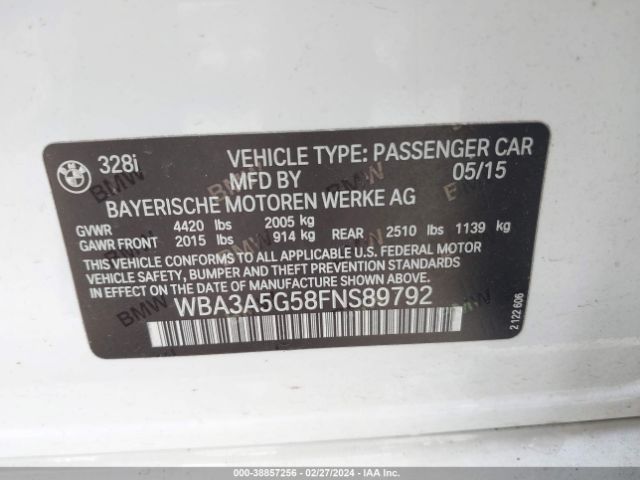 Photo 8 VIN: WBA3A5G58FNS89792 - BMW 328I 