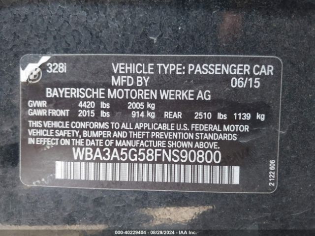 Photo 8 VIN: WBA3A5G58FNS90800 - BMW 328I 