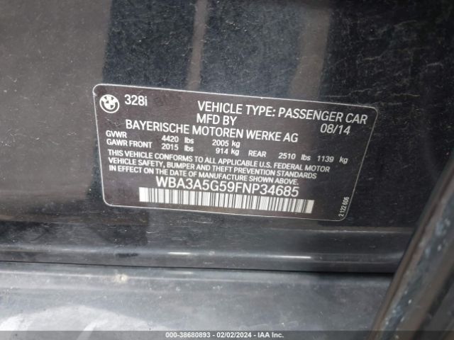 Photo 8 VIN: WBA3A5G59FNP34685 - BMW 328I 