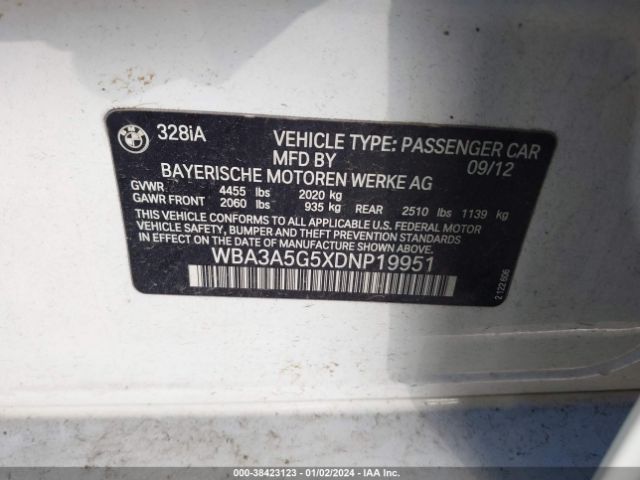 Photo 8 VIN: WBA3A5G5XDNP19951 - BMW 328I 