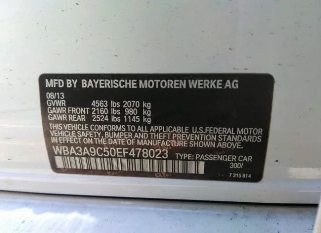 Photo 8 VIN: WBA3A9C50EF478023 - BMW 335I 