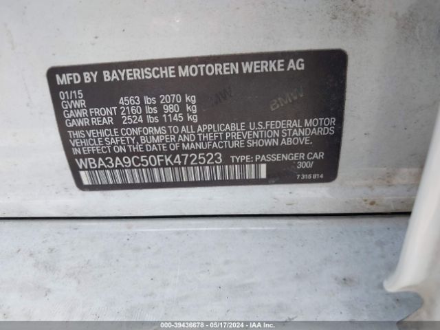 Photo 8 VIN: WBA3A9C50FK472523 - BMW 335I 