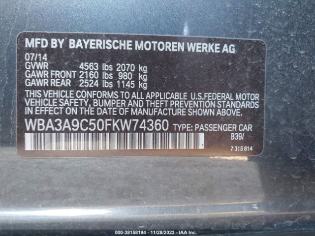 Photo 8 VIN: WBA3A9C50FKW74360 - BMW 335I 