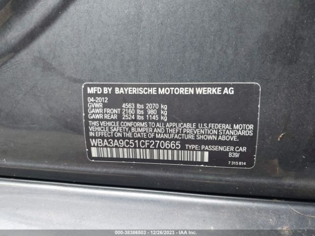 Photo 8 VIN: WBA3A9C51CF270665 - BMW 335I 