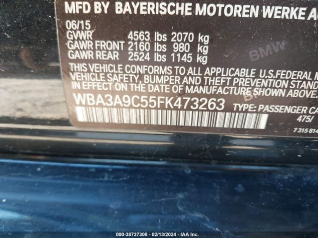 Photo 8 VIN: WBA3A9C55FK473263 - BMW 335I 