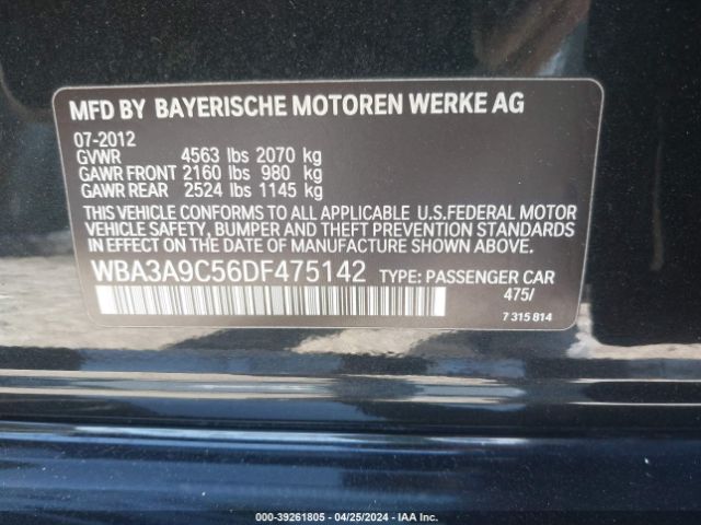 Photo 8 VIN: WBA3A9C56DF475142 - BMW 335I 