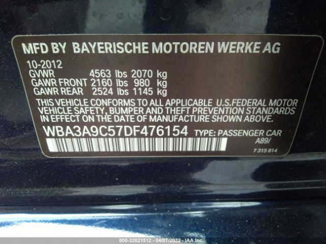 Photo 8 VIN: WBA3A9C57DF476154 - BMW 3 SERIES 