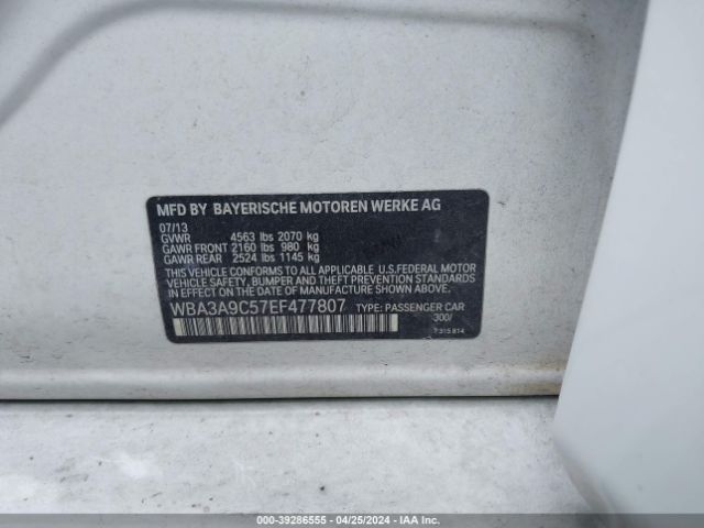 Photo 8 VIN: WBA3A9C57EF477807 - BMW 335I 