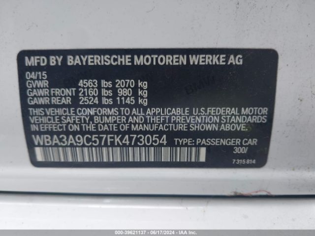 Photo 8 VIN: WBA3A9C57FK473054 - BMW 335I 