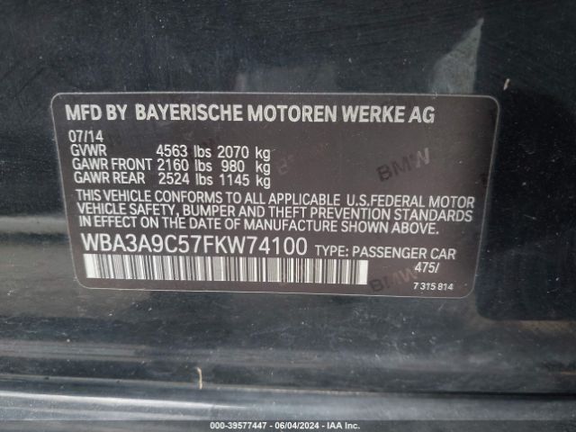 Photo 8 VIN: WBA3A9C57FKW74100 - BMW 335I 