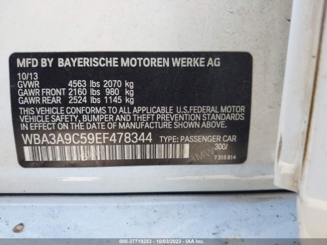 Photo 8 VIN: WBA3A9C59EF478344 - BMW 335I 