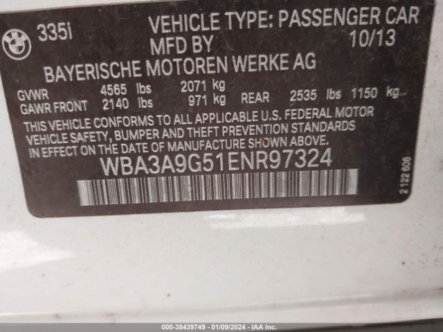 Photo 8 VIN: WBA3A9G51ENR97324 - BMW 335I 