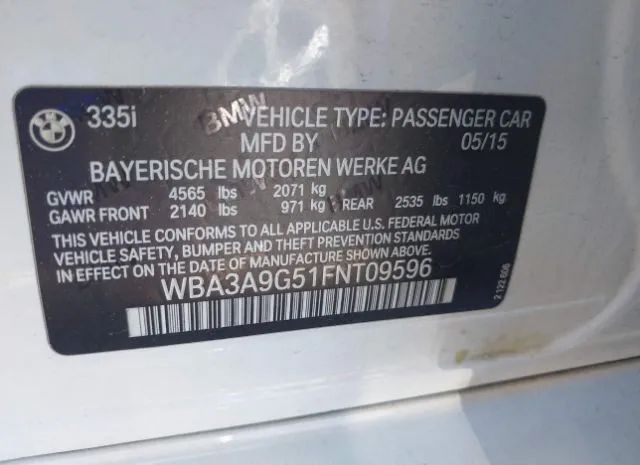 Photo 8 VIN: WBA3A9G51FNT09596 - BMW 335I 