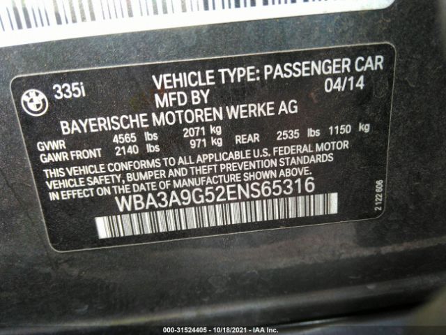 Photo 8 VIN: WBA3A9G52ENS65316 - BMW 3 