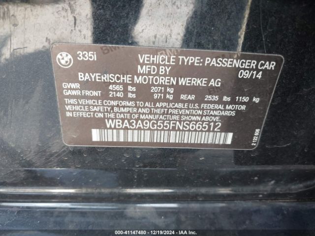 Photo 8 VIN: WBA3A9G55FNS66512 - BMW 335I 