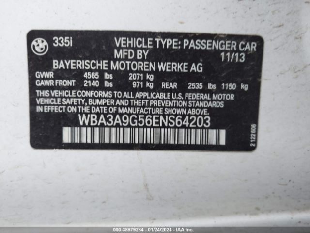 Photo 8 VIN: WBA3A9G56ENS64203 - BMW 335I 