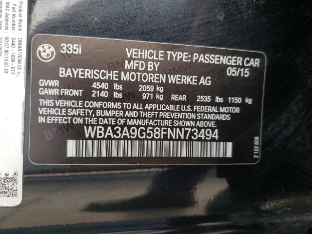 Photo 9 VIN: WBA3A9G58FNN73494 - BMW 335 I 