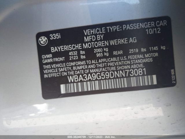 Photo 8 VIN: WBA3A9G59DNN73081 - BMW 335I 