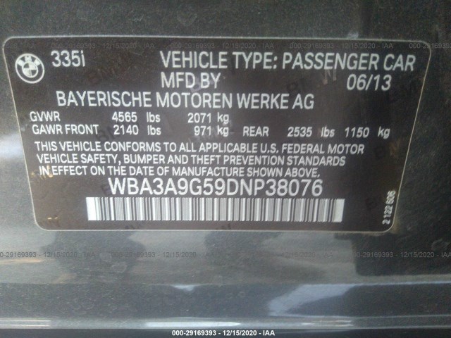 Photo 8 VIN: WBA3A9G59DNP38076 - BMW 335I 