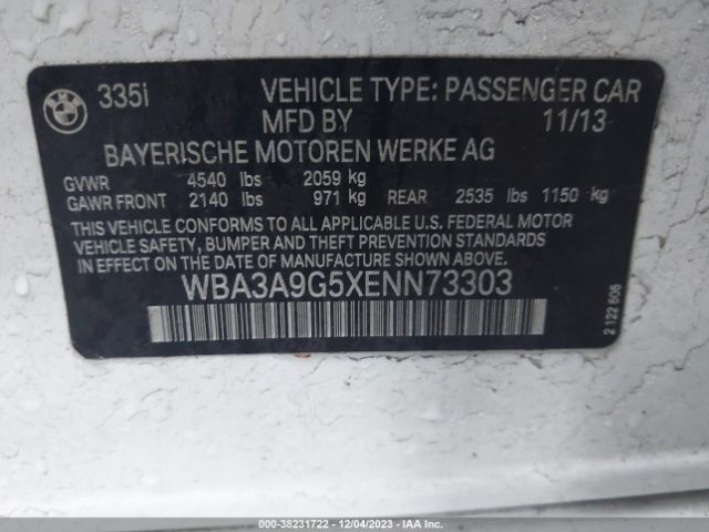 Photo 8 VIN: WBA3A9G5XENN73303 - BMW 335I 