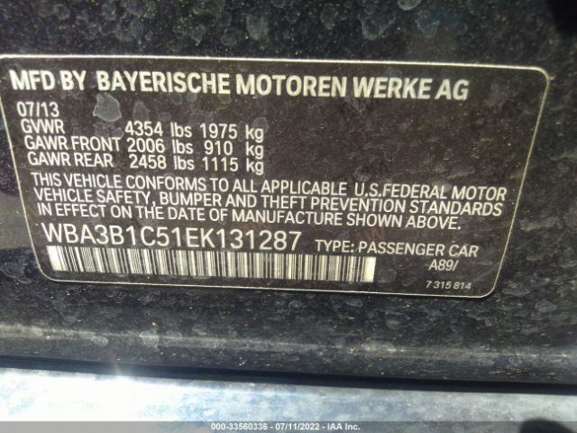 Photo 8 VIN: WBA3B1C51EK131287 - BMW 3 SERIES 