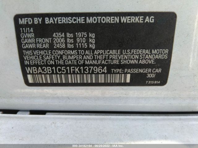 Photo 8 VIN: WBA3B1C51FK137964 - BMW 3 SERIES 