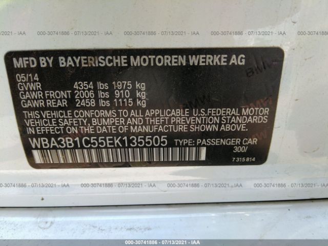 Photo 8 VIN: WBA3B1C55EK135505 - BMW 3 