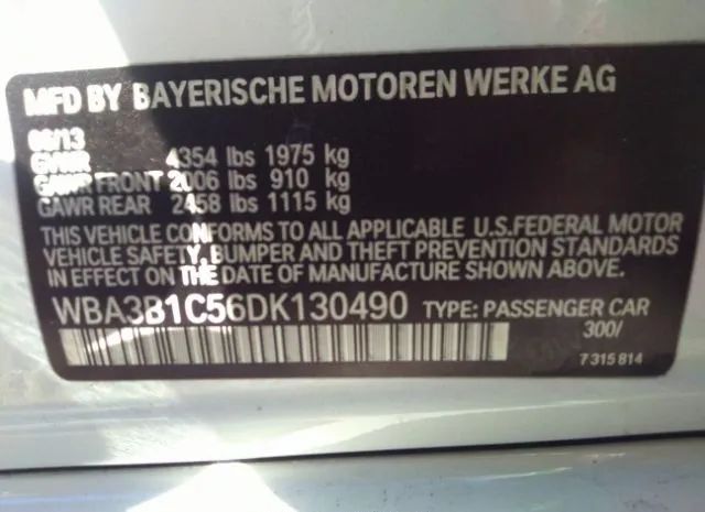 Photo 8 VIN: WBA3B1C56DK130490 - BMW 3 SERIES 