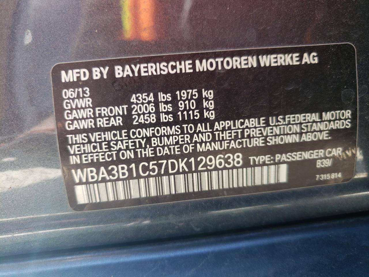 Photo 11 VIN: WBA3B1C57DK129638 - BMW 3ER 