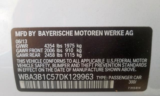 Photo 9 VIN: WBA3B1C57DK129963 - BMW 3 SERIES 